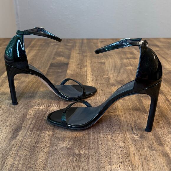 Stuart Weitzman Women’s Nudistcurve Ankle Strap Patent Leather Heel Black Size 5 - Picture 8 of 11
